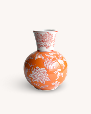 Vaas Qing Keramiek Oranje/Rood H20cm